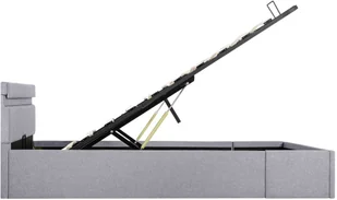 vidaXL Rama łóżka, podnośnik i LED, jasnoszara, tkanina, 140 x 200 cm - Łóżka - miniaturka - grafika 6