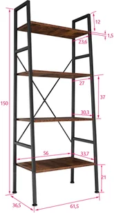 tectake Regał drabinkowy Liverpool - industrialny ciemny 404148 - Regały - miniaturka - grafika 6