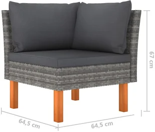 vidaXL 5-cz. zestaw wypoczynkowy do ogrodu, poduszki, rattan PE, szary 3059711 - Meble ogrodowe - miniaturka - grafika 6