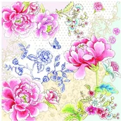 Folia, papier śniadaniowy, serwetki - Nuova R2S R2S Serwetki deserowe 20 szt 33cm R2S Napkins rozkwitnięte piwonie 414 CHI - miniaturka - grafika 1