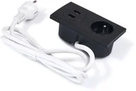 Huby USB - KOLORENO Gniazdo Doblatowe Moduł Aluminium 1x230V + 2x USB Czarne GD1X230V+2XUSB CZARN - miniaturka - grafika 1