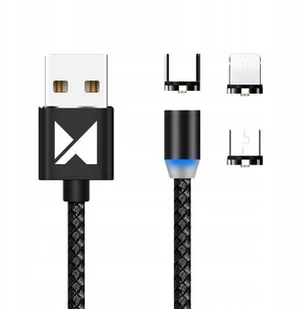Wozinsky Magnetyczny kabel przewód USB / micro USB / USB Typ C / Lightning 1m z diodą LED czarny WMC-01 - Kable USB - miniaturka - grafika 13