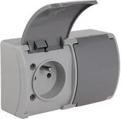 Gniazdka elektryczne - LEDart ELEKTRO_PLAST podwójne z uziemieniem Koala szary/grafit 61.384 - miniaturka - grafika 1