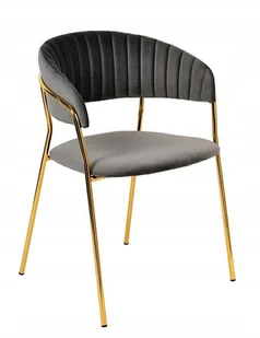 King Home Krzesło MARGO ciemny szary welur podstawa złota KH121100121.11 - Krzesła - miniaturka - grafika 17