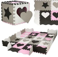 Maty piankowe - Springos Mata piankowa serca i gwiazdki puzzle dla dzieci 150x150 cm pianka EVA FM0014 - miniaturka - grafika 1