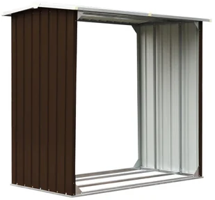 vidaXL Wiata na drewno, stal galwanizowana, 172x91x154 cm, brązowa vidaXL - Akcesoria kominkowe - miniaturka - grafika 2