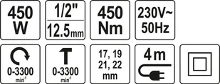 Yato ELEKTRYCZNY KLUCZ UDAROWY 1/2" 450W/450Nm YT-82020 - Klucze udarowe - miniaturka - grafika 10
