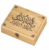 Zestawy do wina - Murrano Elektryczny korkociąg zestaw do wina w skrzynce z nadrukiem dla niego ZDW5-040 - miniaturka - grafika 1