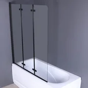 Parawany nawannowe - DUSO Parawan nawannowy trzyczęściowy DUSO 120x140 czarny mat szkło transparentne DS322TK - miniaturka - grafika 1