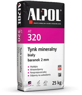 Alpol AT 320 tynk mineralny baranek biały 2,0 mm 25 kg - Zaprawy budowlane Alpol AT 320 tynk mineralny baranek biały 2,0 mm 25 kg - Zaprawy budowlane - miniaturka - grafika 1