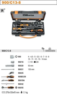 Beta ZESTAW NASADEK 1/4"+AKCESORIA 21SZT 900/C13-8 - Klucze i nasadki - miniaturka - grafika 2