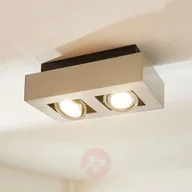 Lampy sufitowe - Lampenwelt com 2-punktowy spot LED Vince, nikiel satynowany - miniaturka - grafika 1