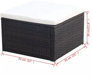 Puf 53 x 53 x 30 cm, polirattanowy, brązowy - Pufy i podnóżki - miniaturka - grafika 5