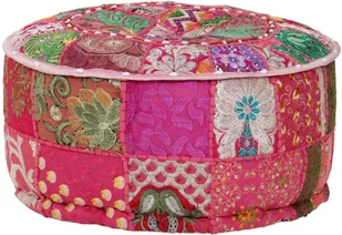 vidaXL Okrągły puf patchworkowy, ręcznie robiony, 40 x 20 cm, różowy - Pufy i podnóżki - miniaturka - grafika 2