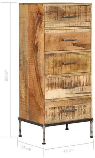 vidaXL Komoda, 45x35x106 cm, lite drewno mango - Komody - miniaturka - grafika 8