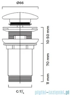 Oltens Halsa korek do umywalki klik klak okrągły z przelewem G1 1/4 złoty 05100800 - Korki do umywalek - miniaturka - grafika 2