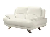 Sofy i kanapy - Vente-Unique Sofa 2-osobowa z materiału skóropodobnego MUSKO - Biały - miniaturka - grafika 1