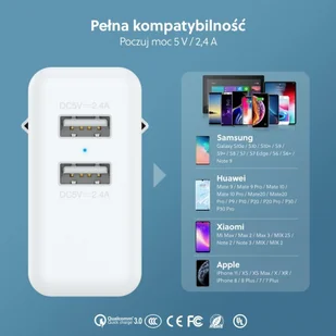 CHOETECH Ładowarka sieciowa CHOETECH Q3007 Biały - Ładowarki do telefonów - miniaturka - grafika 3