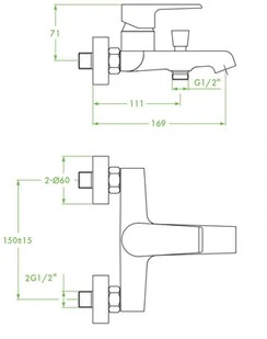 Laveo Largo bateria wannowa ścienna bez zestawu natryskowego BAH 010D - Baterie wannowe i prysznicowe - miniaturka - grafika 4