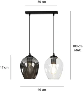 EULUNA Lampa wisząca Starla 2-punktowa, szkło grafitowe - Lampy sufitowe - miniaturka - grafika 4