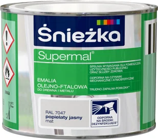 ŚNIEŻKA ŚNIEŻKA SUPERMAL EMALIA OLEJNO-FTALOWA POPIELATY JASNY POŁYSK RAL7047 0,2L q126000200R704700 - Emalie - miniaturka - grafika 3