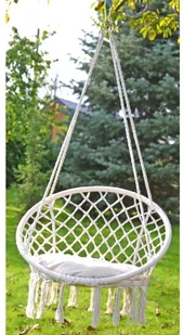 SASKA GARDEN Hamak ażurowy fotel wiszący 80x60cm z poduszką ecru - Fotele ogrodowe wiszące - miniaturka - grafika 6