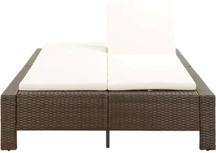 vidaXL 2-osobowy leżak z poduszką, brązowy, polirattanowy - Leżaki ogrodowe - miniaturka - grafika 7