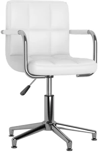 vidaXL Obrotowe krzesło stołowe, białe, obite sztuczną skórą - Krzesła - miniaturka - grafika 2