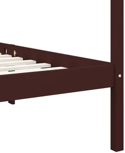 vidaXL Rama łóżka z baldachimem, ciemnobrązowa, lita sosna, 90x200 cm - Łóżka - miniaturka - grafika 6