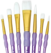 Pędzle i wałki - Royal Langnickel Royal & Lang Niklowo RCC 408  crafters Choice, White taklon 7-częściowy zestaw pędzli płaskich mieszane RCC 408 - miniaturka - grafika 1