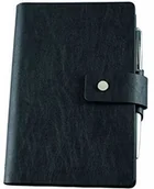 Teczki i skoroszyty - BIND bind 16800  notatnik z mechanizmem pierścieniowym A6 z imitacji skóry, segregator z czarnej imitacji skóry, teczka na notatnik ok. 19 x 13, 5 x 2,5 cm, teczka ze sztucznej skóry z notesem w linie 16800 - miniaturka - grafika 1
