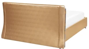 Beliani Łóżko wodne LED skórzane 140 x 200 cm złote PARIS - Łóżka - miniaturka - grafika 5