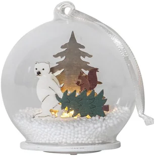 Star Trading Kula szklana LED Forest Friends miś i drzewo - Oświetlenie świąteczne - miniaturka - grafika 2