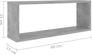 VidaXL Lumarko Półki ścienne kostki 2 szt., szarość betonu, 60x15x23 cm, płyta 807145 VidaXL - Półki do salonu - miniaturka - grafika 10