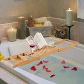 Półki łazienkowe - FENIKS Homcom HOMCOM 75-109 CM NA WANNĘ BAMBUSOWA - miniaturka - grafika 1