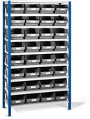 Regały biurowe - AJ Produkty Regał 400x1740x1000mm z 32 szarymi pojemnikami - miniaturka - grafika 1