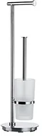 Pozostałe akcesoria kuchenne - Smedbo "Outline Lite" WC-uchwyt na rolkę i szczotka okrągła, polerowana stal nierdzewna/szkło matowe, srebrny/biały SME_FK607 - miniaturka - grafika 1