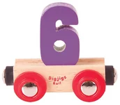 Pociągi dla dzieci - Bigjigs Toys Wagonik cyferka 6 - miniaturka - grafika 1
