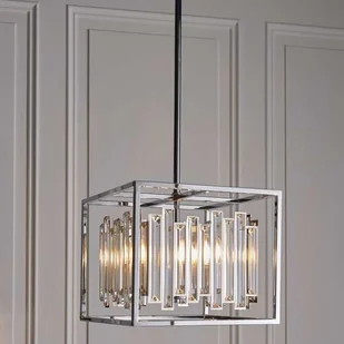 Endon Wisząca LAMPA glamour ACADIA 81930 Endon kwadratowa OPRAWA metalowa klatka ZWIS z kryształkami chrom przezroczysta 81930 - Lampy sufitowe - miniaturka - grafika 5