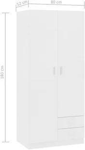 vidaXL Szafa, biała, 80x52x180 cm, płyta wiórowa - Szafy - miniaturka - grafika 8
