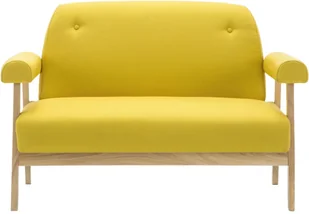vidaXL Sofa 2-osobowa tapicerowana tkaniną, żółta - Sofy i kanapy - miniaturka - grafika 4