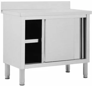 VidaXL Stół roboczy, przesuwne drzwi, 100x50x95 cm, stal nierdzewna 51050 VidaXL - Stoły gastronomiczne - miniaturka - grafika 3