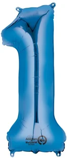 PartyDeco Balon foliowy cyfra 1, 34", niebieski jasny FB1P-1-001J - Balony i akcesoria - miniaturka - grafika 3