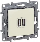 Gniazdka elektryczne - Legrand Gniazdo ładowarki podwójne USB NILOE 2 Krem 764694 - miniaturka - grafika 1