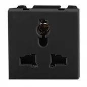 Listwy zasilające - NOEN UK, gniazdo modułowe 45x45mm 3-pinowe multifunkcjonalne, 10A, 250V, czarne OR-GM-9010/B/UK - miniaturka - grafika 1