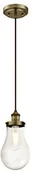 Lampy sufitowe - Westinghouse Lighting einflam mige lampa wisząca, wersja przezroczystego szkła kropli, szkło, 1 W, mosiądz antyczny, 14 x 14 x 159 cm 6338640 - miniaturka - grafika 1