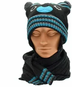 Czapki dla dzieci - Raster Producent Czapek Ciepły komplet dla chłopca Uszatek Grafitowy 26096 - miniaturka - grafika 1