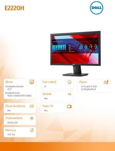 Dell E2220H 21.5" LED TFT Full HD (1920x1080) PPG 210-AUXD/5Y - Monitory - miniaturka - grafika 2