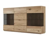 Komody - Meble Magnat Komoda dębowa kredens Rosario 3 drzwi 2 szuflady nr. 06A z oświetleniem - miniaturka - grafika 1