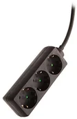 Przedłużacze i rozgałęźniki - HBF as - Schwabe z trzema gniazdami z ochroną przed dziećmi, czarny - miniaturka - grafika 1